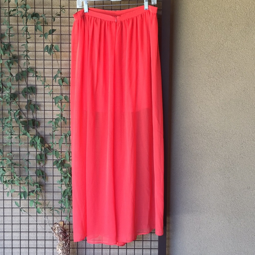 {Splash}Sz10ShrtCoral skt w/SheerMaxiOverlay - Picture 4 of 6